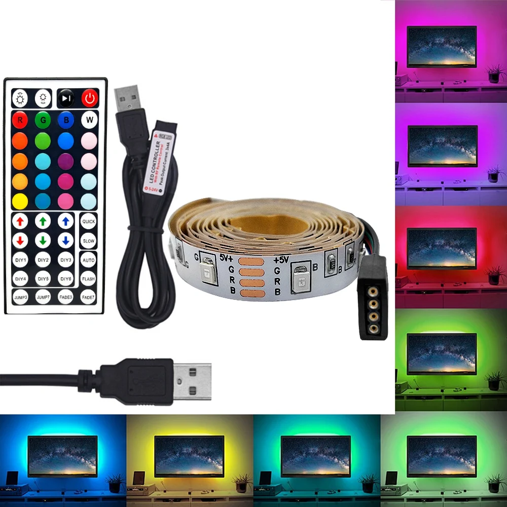 #cheap RGB 5V USB LED Strip light Power Strip 2835 SMD 60Leds M HD TV Desktop PC Screen Backlight lighting 1M 2M 3M 4M 5M Led Strip