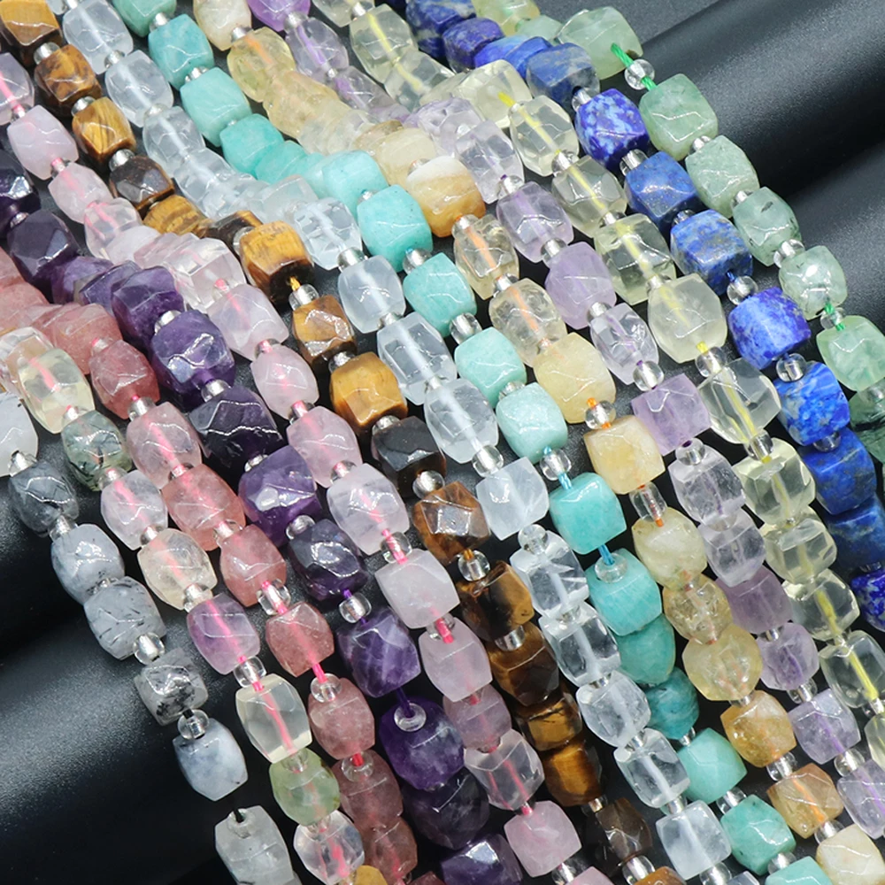Natural Stone Bead Irregular Faceted Square Quartz Spacer Loose Beads For Jewelry Making DIY Charm Necklace Bracelet Accessories