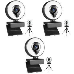 Autofocus 1080p webcam 4k 2k 3 transmissão de luz 60fps câmera web mic beleza cam