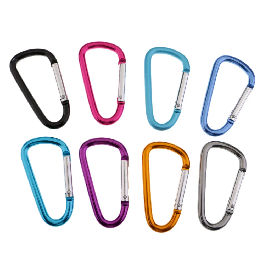20 Pieces Aluminum Carabiner Spring Snap Hook Clip D-Ring Keychain Hiking