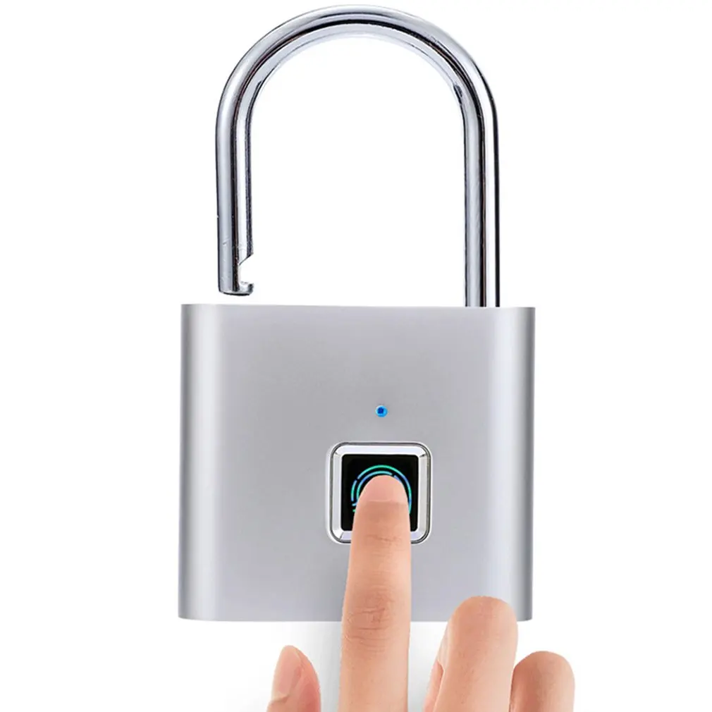 

Keyless USB Rechargeable Door Lock Fingerprint Smart Padlock Quick Unlock Zinc alloy Metal Self Developing Chip