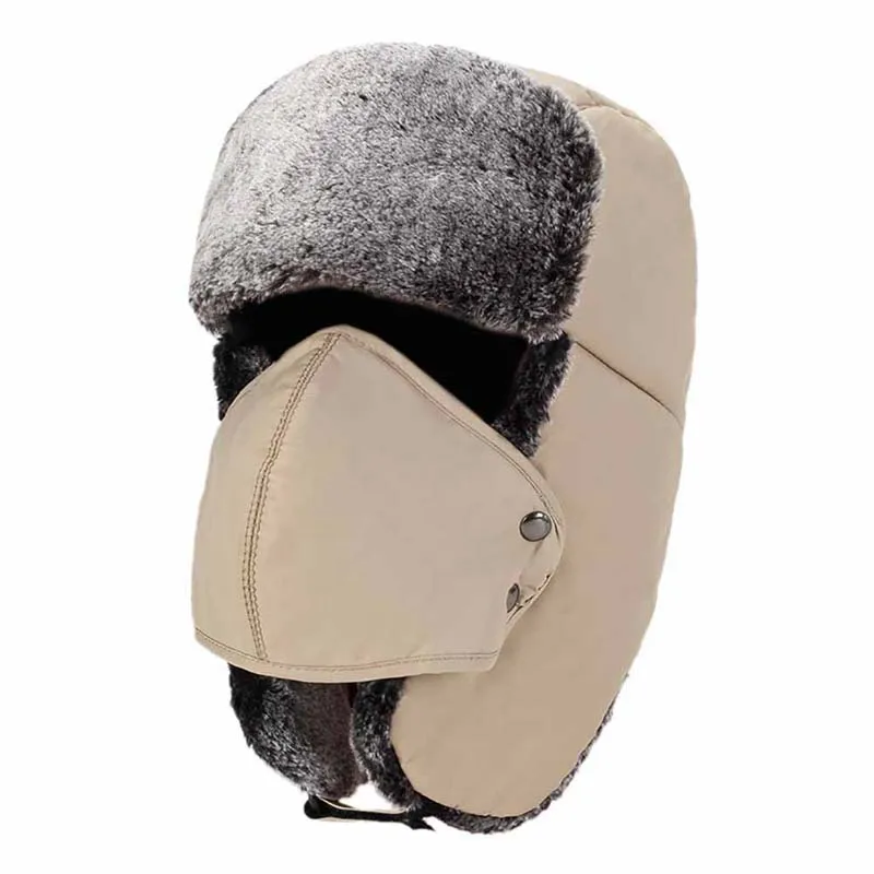 Зимняя Лыжная шапка унисекс Bomber HatsThick пушистая термальная Ветрозащитная маска для лица шапка, закрывающая уши зимняя верхняя одежда аксессуары - Цвет: QJ2320K
