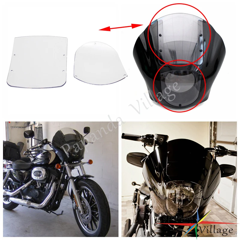 Clear Headlight Fairing Windshield For Harley Sportster XL 88-2016 Iron 883 XL883N 09-2017 Quarter FXR 86-94 Dyna | Автомобили и