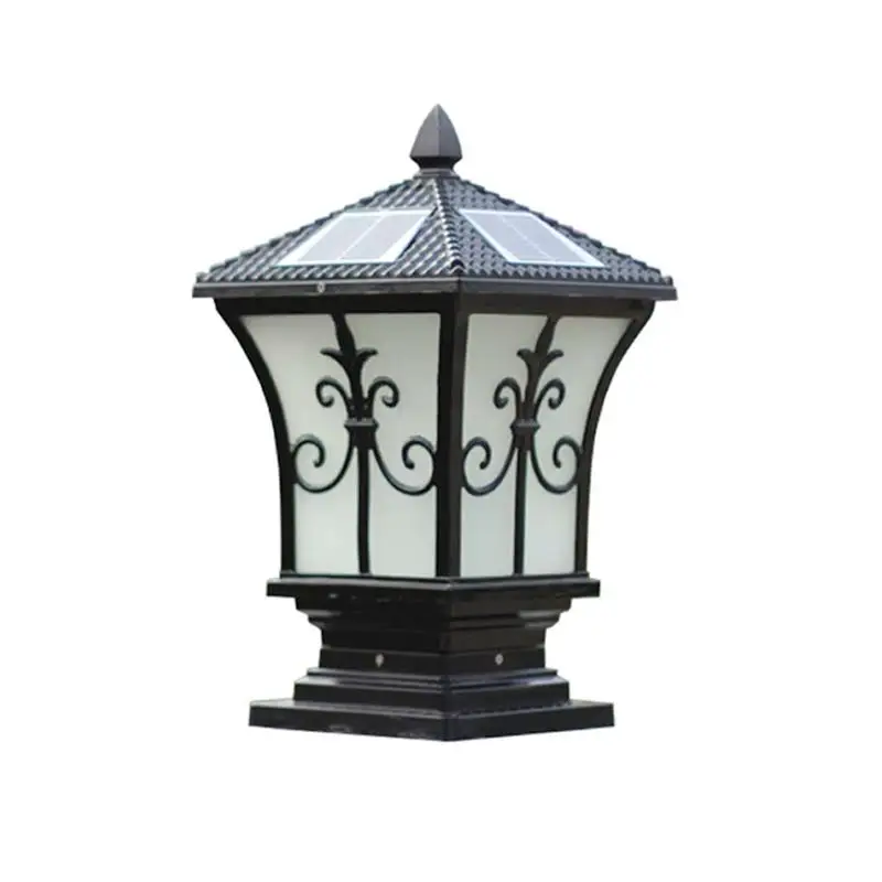 

Solar Aluminum Yard Lamp Light Garden Lamp Rain Proof Outdoor Fence Wall Top Patio Lights For Outdoor Decor (Black)