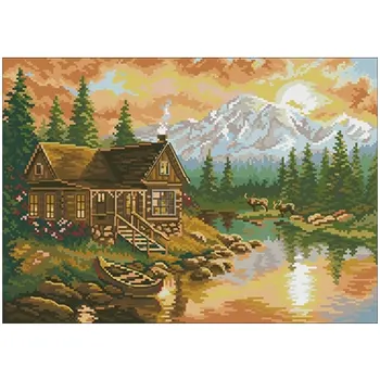 

Dusk by the lake house patterns Counted Cross Stitch 11CT 14CT 18CT DIY Cross Stitch Kits Embroidery Needlework Sets home decor