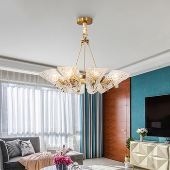 

Postmodern Light Luxury Glass Chandelier Led Living Room Chandelier Creative Meal Bar Cafe Restaurant Lamp Bedroom Light Fixture