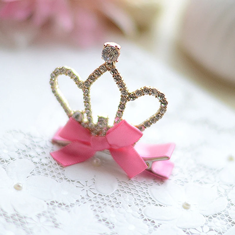EZONE Girls Crown Hair Clip Diamond Trimmed Crown Princess Hair Lace Pearl Shiny Star Hairpin Girls Hair Accessories Party Decor