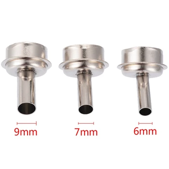 

New 3Pcs 45 Degree Bent Curved Heat Nozzle 6/7/9Mm Hot Air Nozzles For Quick 861Dw Soldering Station
