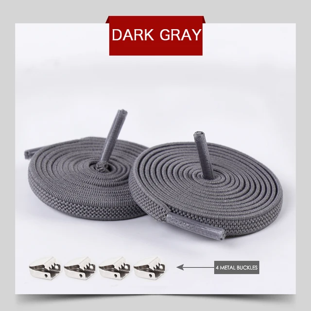 Elastic Shoelaces No Tie Shoe laces Outdoor Leisure Sneakers Quick Safety Flat Shoe lace Kids And Adult Unisex Lazy laces 1 Pair Dark Grey