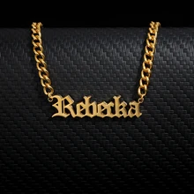 Custom Name Letter Necklace Silver Gold Chain Stainless Steel Personalized Customized Cuban Chain Necklace Best Gift For Him Custom Name Letter Necklace Silver Gold Chain Stainless Steel Personalized Customized Cuban Chain Necklace Best Gift For Him