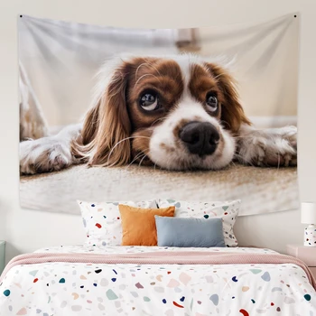 

Cassisy Tapestry Cute Big eyes dog Wall Hanging Artwork Tapestries Carpet Decor Wall Cloth Beach Towel Home Decoration