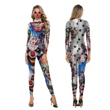 Костюм на Хэллоуин для женщин, вариант ужасов, клоун, душа, задняя часть, 3D принт, цельный костюм, Хэллоуин, Ночная улица, платье, VDB1016