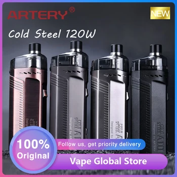 

Origina Artery COLD STEEL AIO Kit with 4ML Cartridge Pod & 120W MOD Vape with XP and RBA Version Electronic Cigarette Vaporizer