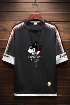 

Weilinte 2019 dog t shirt Regular Fit Short Sleeve Crewneck Plain Cotton Summer T-Shirt hip hop streetwear