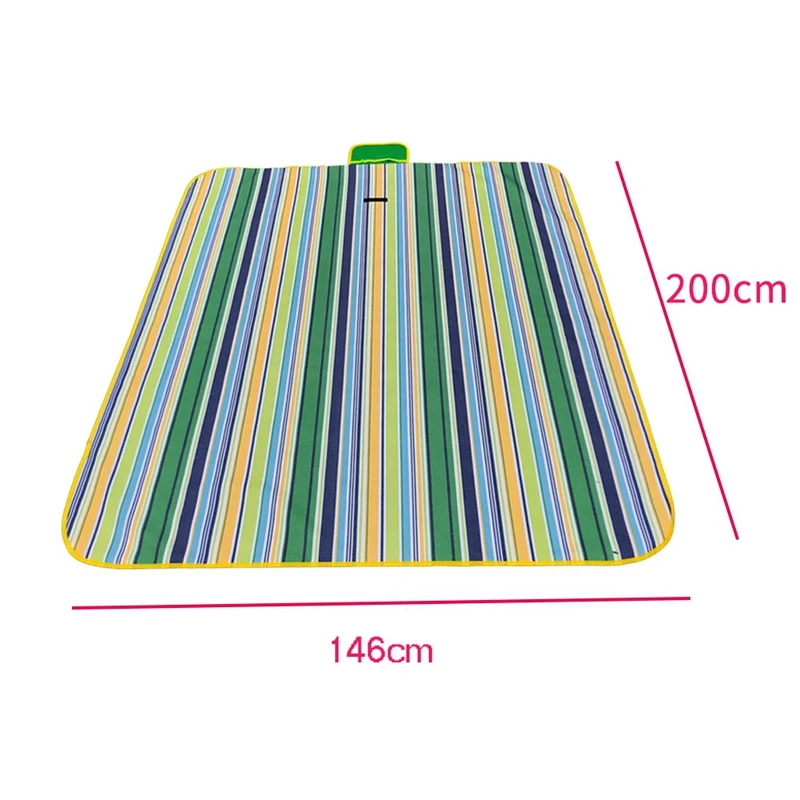 Large Waterproof Picnic Blanket Sandproof Waterproof Picnic Blanket Tote For Camping Hiking Grass Travelling Green Stripe