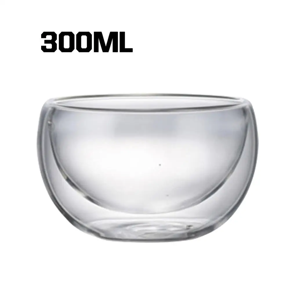 Двухслойная термостойкая стеклянная миска из боросиликатного стекла, салатная чаша для микроволновой печи, посуда для мороженого, термостойкая посуда для салата - Цвет: 300ml