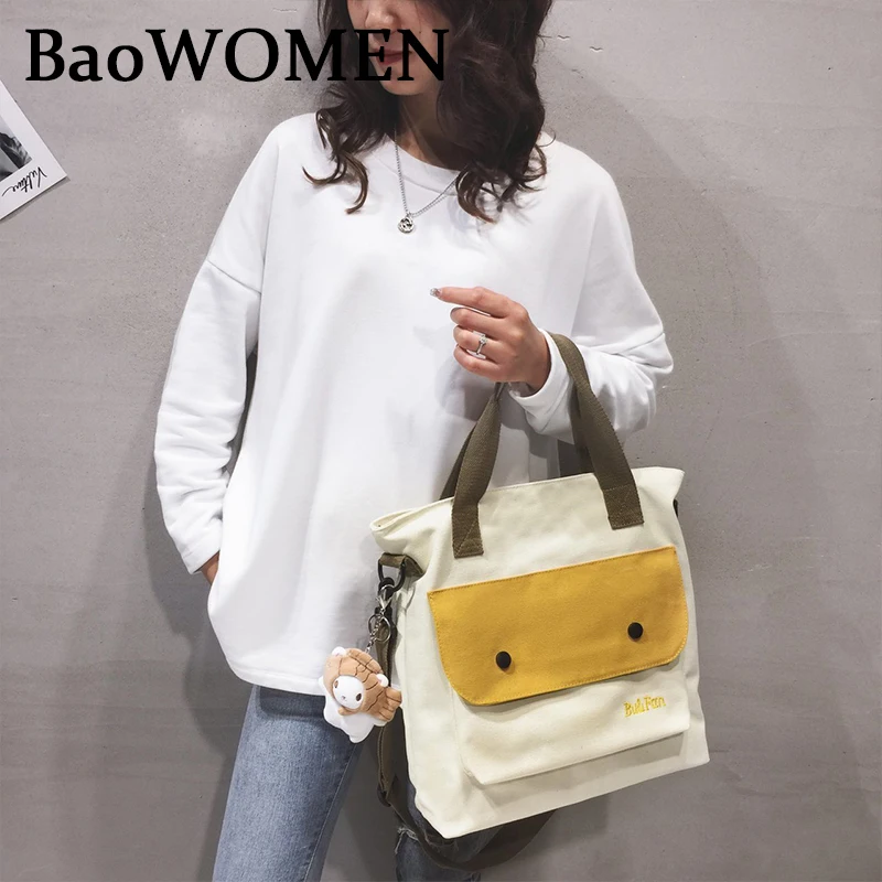 

BaoWomen New Shopping Bag Casual Shoulder Bag Woman Vintage Cotton Canvas Bag Large Capacity Cloth Shopper Bags Beach Totes