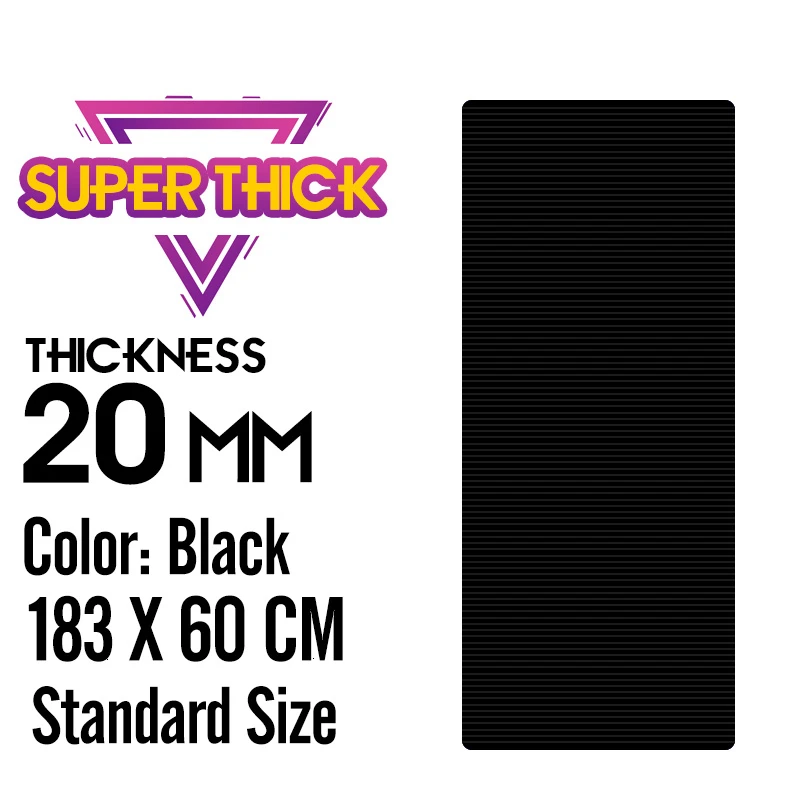 Thick 20mm 183X60cm 1830*610*20 мм толстый нескользящий коврик для йоги, мягкий коврик для спортзала, пилатеса, складной коврик для бодибилдинга, тренажеры для фитнеса, сделай сам - Цвет: Thick 20mm 183X60cm