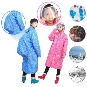 

EVA Transparent Waterproof Student Boy Girl Raincoat Poncho Windproof Rain Coat With School Bag Location Climbing Tour Raincoat