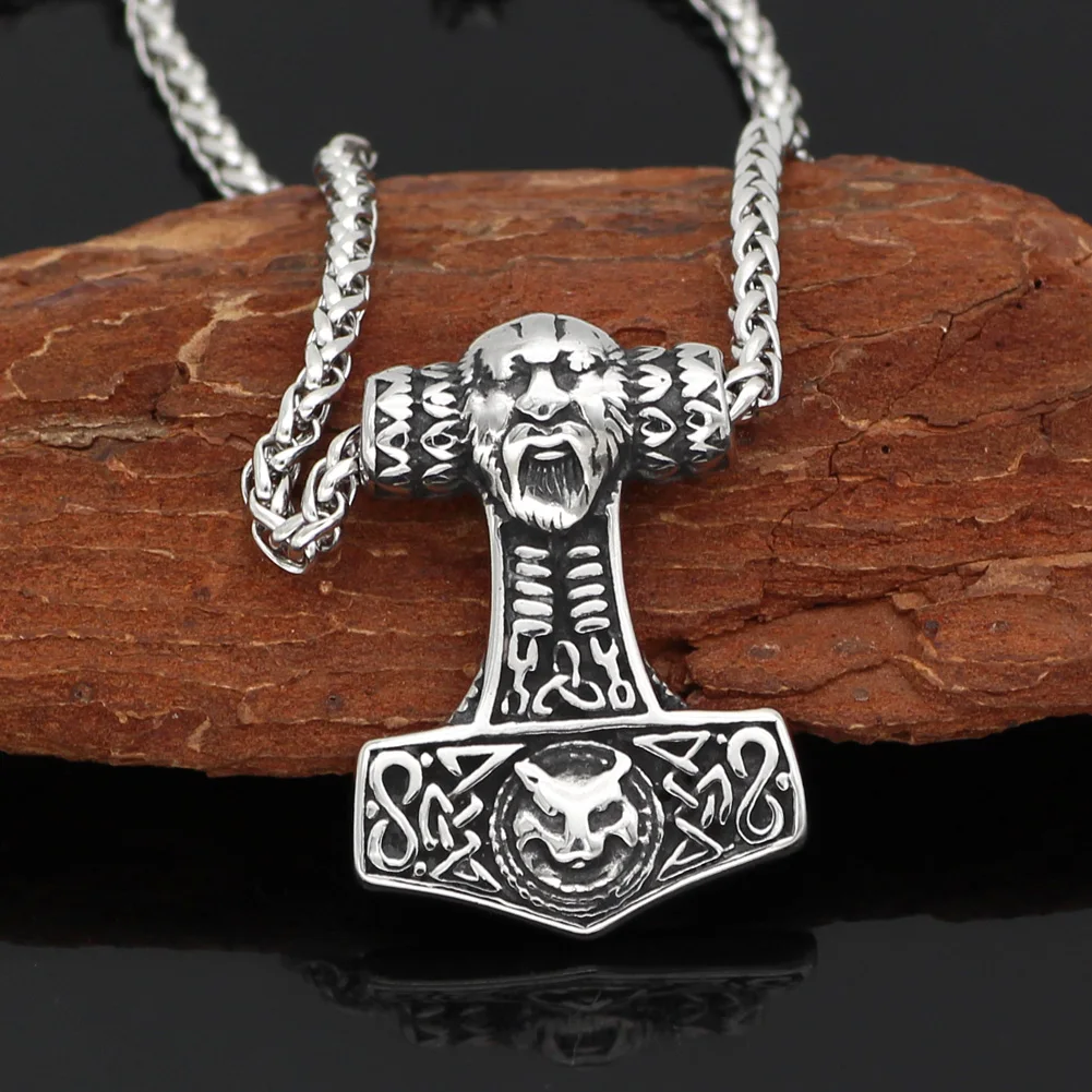 Скандинавский амулет викингов Mjolnir из нержавеющей стали Молот Тора лиса ожерелье