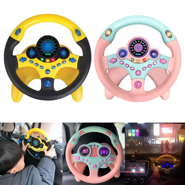 Cute Children Steering Wheel Toy with Light Simulation Driving Sound Music funny Educational Baby Electronic Travel kids toys 2