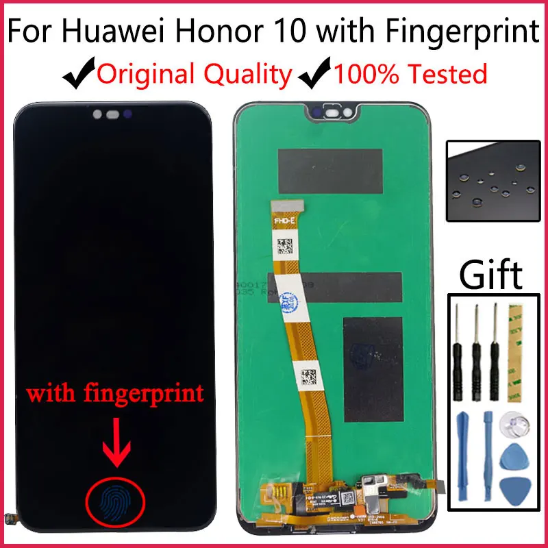 С отпечатком пальца 5 84 ''Оригинальный ЖК дисплей для HUAWEI Honor 10 сенсорный экран