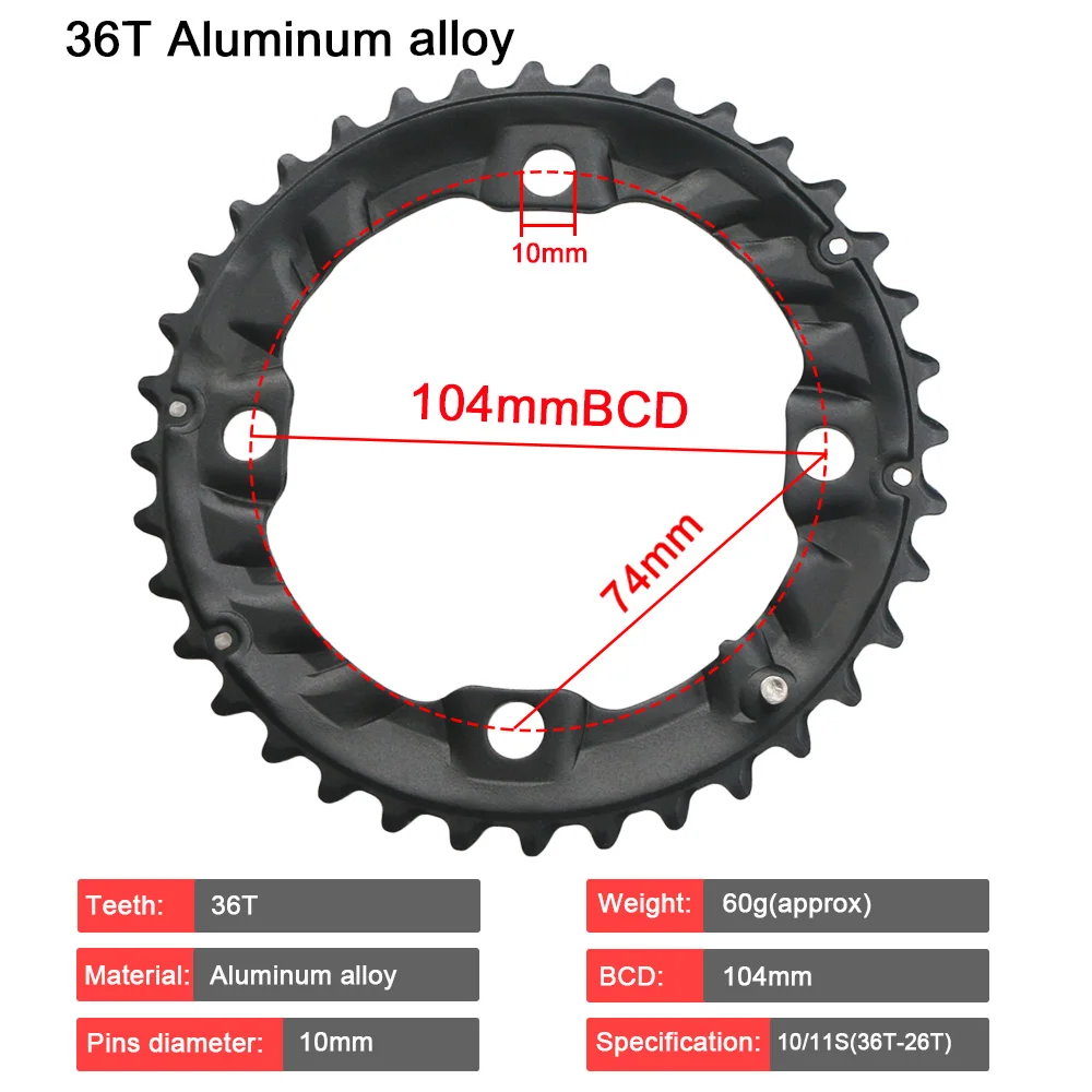104BCD 64BCD Chainirng MTB Doppel/Triple Speed Bike Kettenblatt 22/24/26/28/32/36/38/42T Mountainbike Kurbel Teile für Shimano – Detail 8