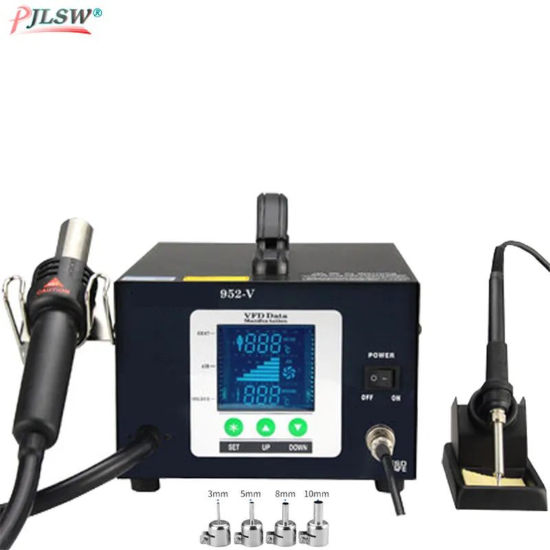 952 в 220 В паяльная станция двойной цифровой дисплей светодиодный цифровой регулировки 2 в 1 горячий воздух для поверхностного монтажа паяльная станция Сварка тепловой пушкой инструмент