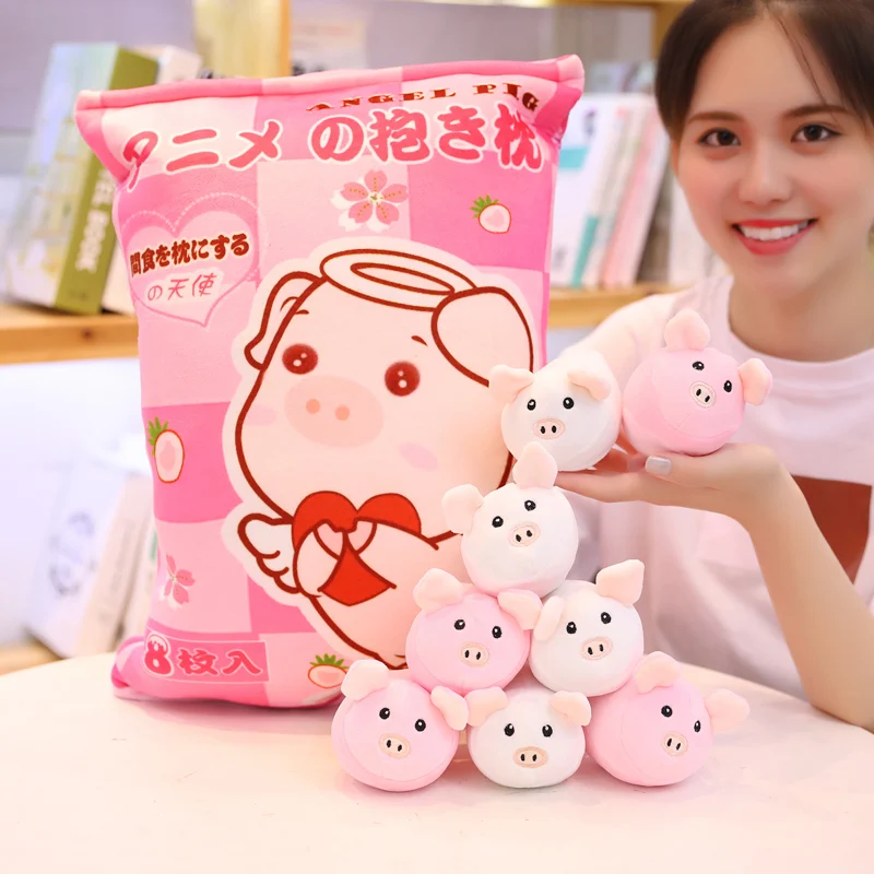 A Bag Of 8pcs Snack Puddiing Soft plush toyrabbit dog Monster Plush Pillow Creative Anime Throw Pillow Cartoon toys for Kids