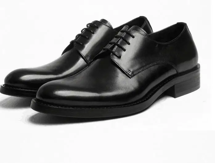 

Fashion Mens Dress Shoes Genuine Leather pointed Toe Classic Men Formal oxford Business Flat lace-up office wedding shoes
