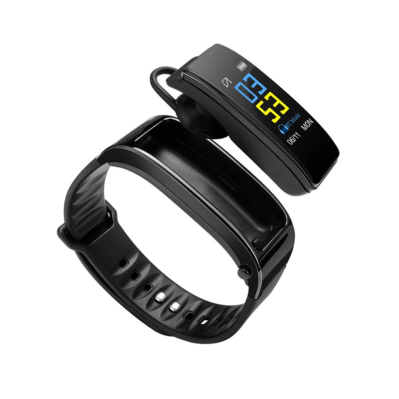 Black Умный Браслет Y3 Plus, умный браслет с Bluetooth наушником, фитнес-трекер, мониторинг сердечного ритма, Смарт-часы - Цвет: Black