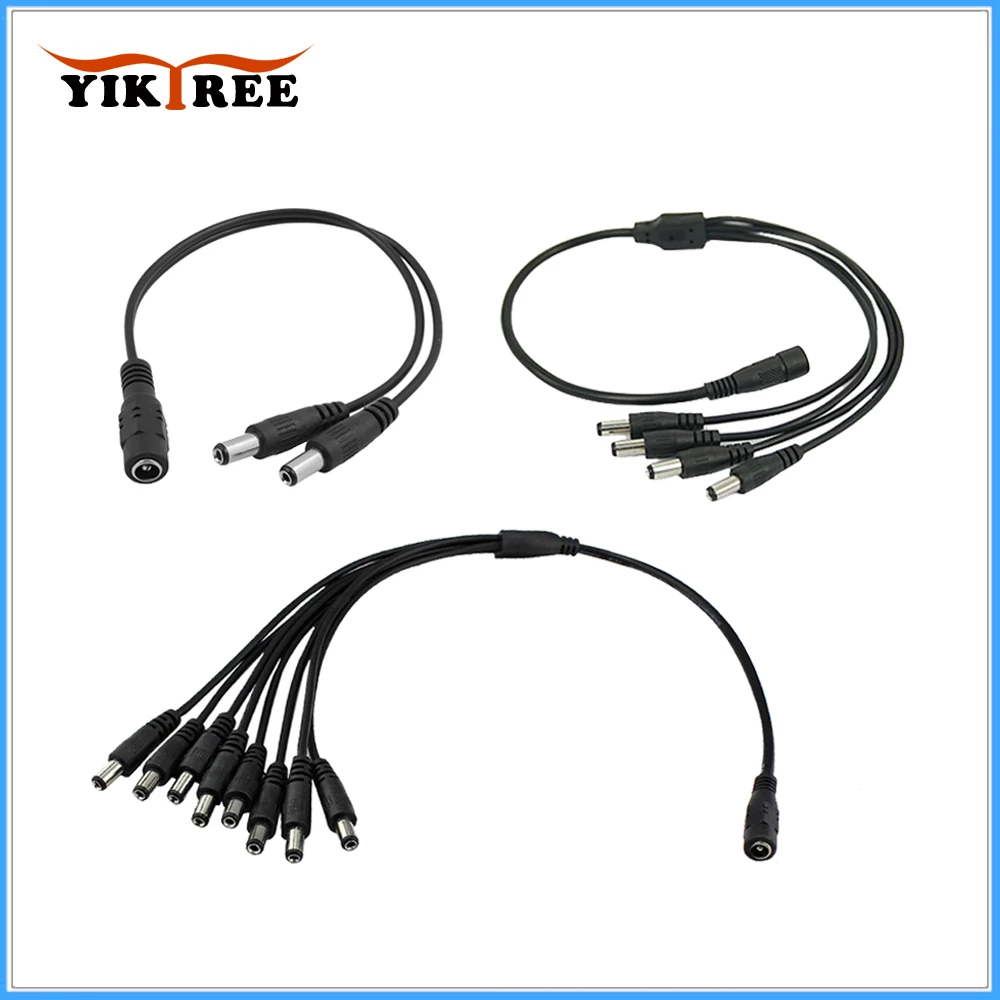 Yiktree DC Power 1 Female to 2 4 8 Штекерный адаптер Сплиттер соединительный кабель 5 мм * 12 В для