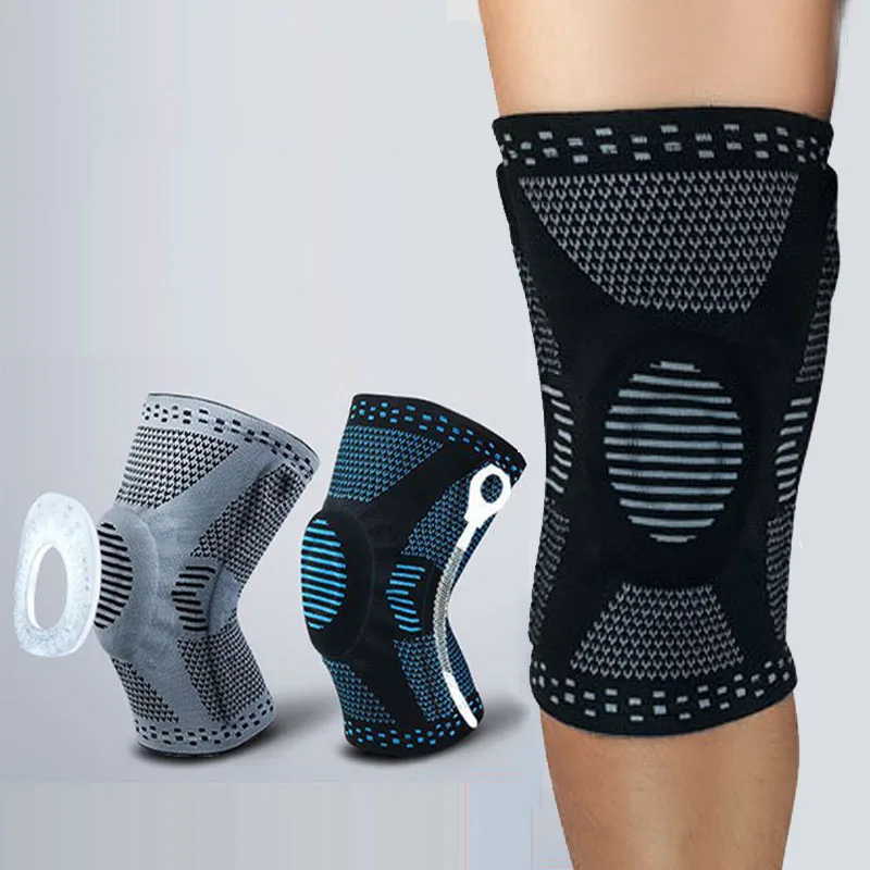 

1 PCS Sport Basketball Running Knee Support Protect Weaving Knee Sleeves Spring Silicon Padded Protection Compression Knee Pads
