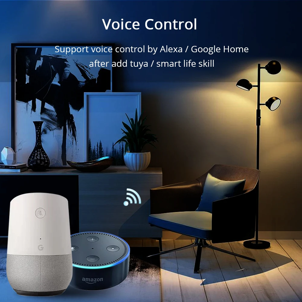 Светодиодная лампа Google Home Alexa Echo с регулировкой яркости и Wi Fi 10 Вт смарт