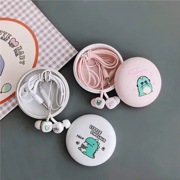 

2020 New Cartoon storage box creative Earphone in-ear stereo Earphones motion noise reduction Earphone cute microphone Earphone