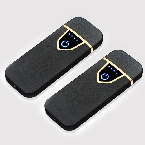 2PCS Matte black Перезаряжаемый USB светильник сигареты электронный прикуриватель, зарядка зажигалки для мужчин нет плазменного импульса газа для курения аксессуары - Цвет: 2PCS Matte black