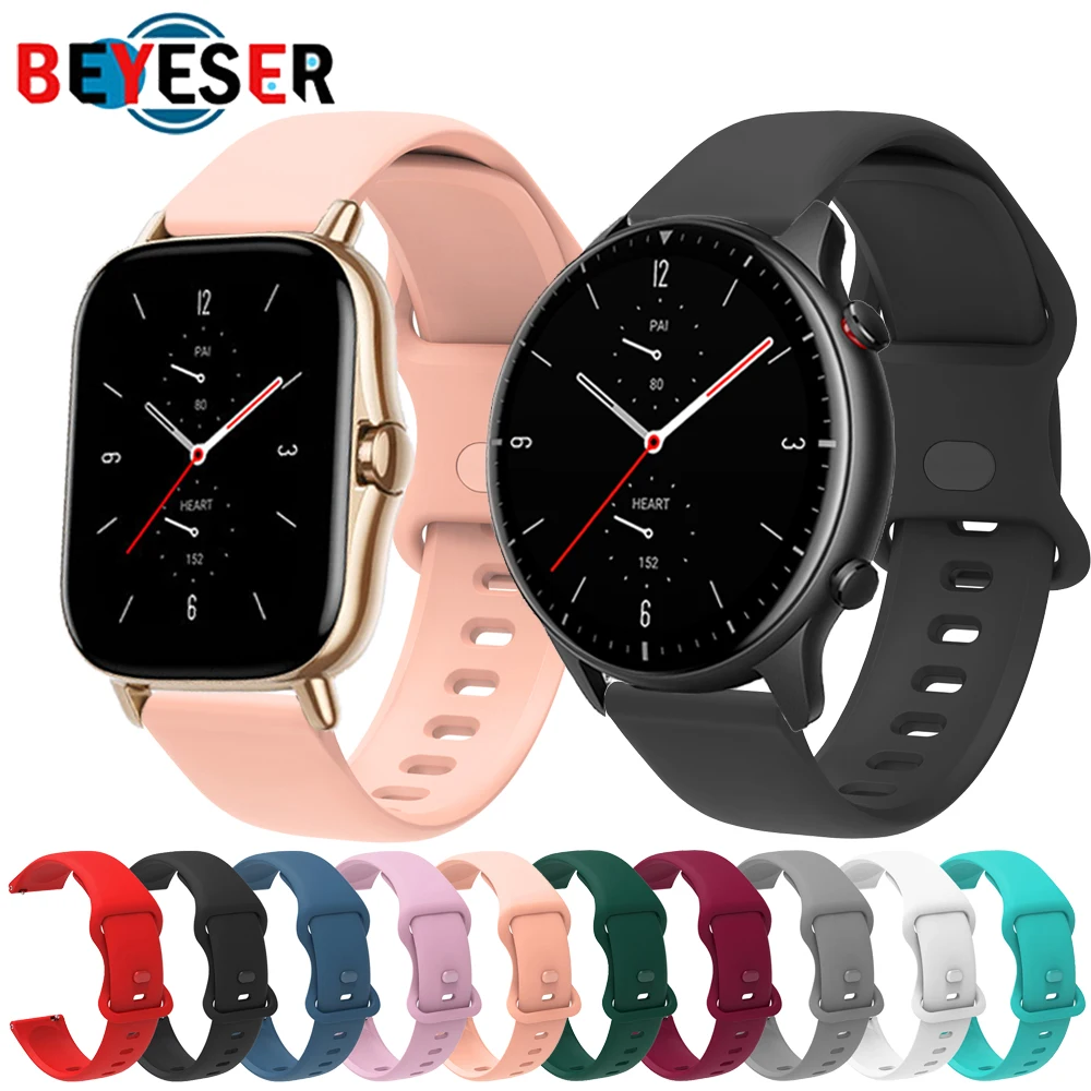 

20mm/22mm Silicone Band For Huawei watch 4/4pro/GT4 46MM Sport Watch Bracelet Amazfit Bip Strap For Samsung Galaxy watch 6/5Pro