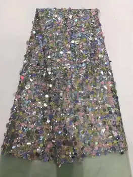 

High quality sequined sequins embroidered African lace fabric French mesh Nigerian lace suitable for skirt dress DIY apparel