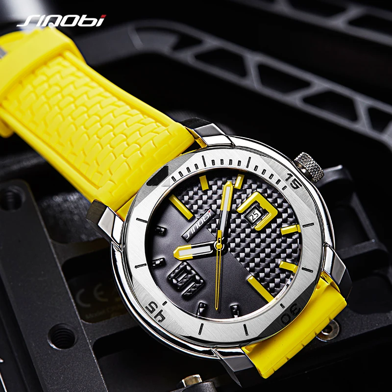 Relogio Masculino New SINOBI Mens Sports Quartz Wristwatches Top Luxury Brand Man Silicone Watch Military Stainless 5