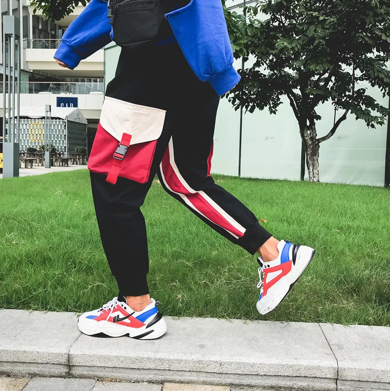 

Autumn New Style Bib Overall Fashion Beam Leg Contrast Color Hiphop Multi-pockets Loose-Fit Skinny Harem INS Capri Pants Fashion