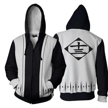 

Men and Women Zip Up Hoodies Anime Bleach Hoodie Squad 13 Captain Sweatshirt Cosplay Costumes Harajuku Streetwear