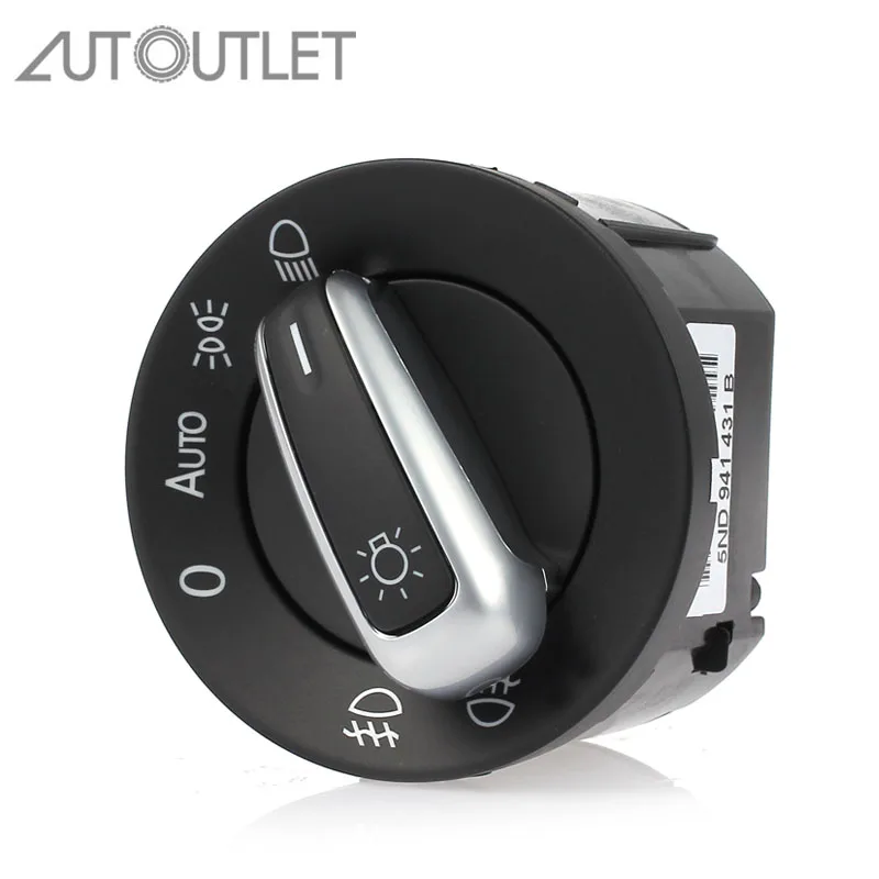 AUTOUTLET переключатель фар для хромированной автомобильной фары, переключатель противотуманных фар для GOLF Jetta Caddy Passat CC 5ND 941 431B 5ND941431B