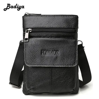 

Genuine Leather Men Crossbody Bag Phone Coin Card Purse Messenger Bag Retro Mini Large Capacity Waist Pack Male Shoulder Bag