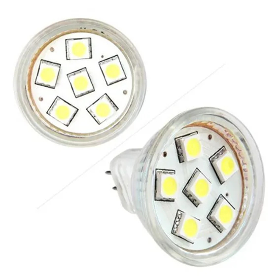 GU4 MR11 DC 12V 6 SMD 5050 Светодиодный светильник 6000 K-белый