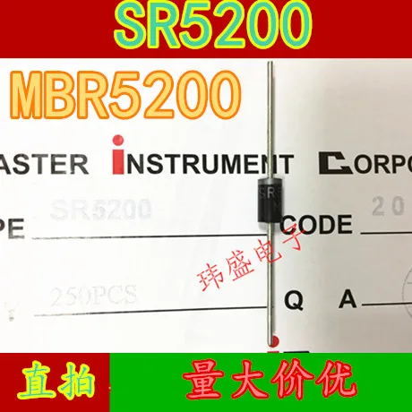 10 шт./лот MBR5200 = SR520 SB5200 SR5200 5A 200V DO-27 высокое качество
