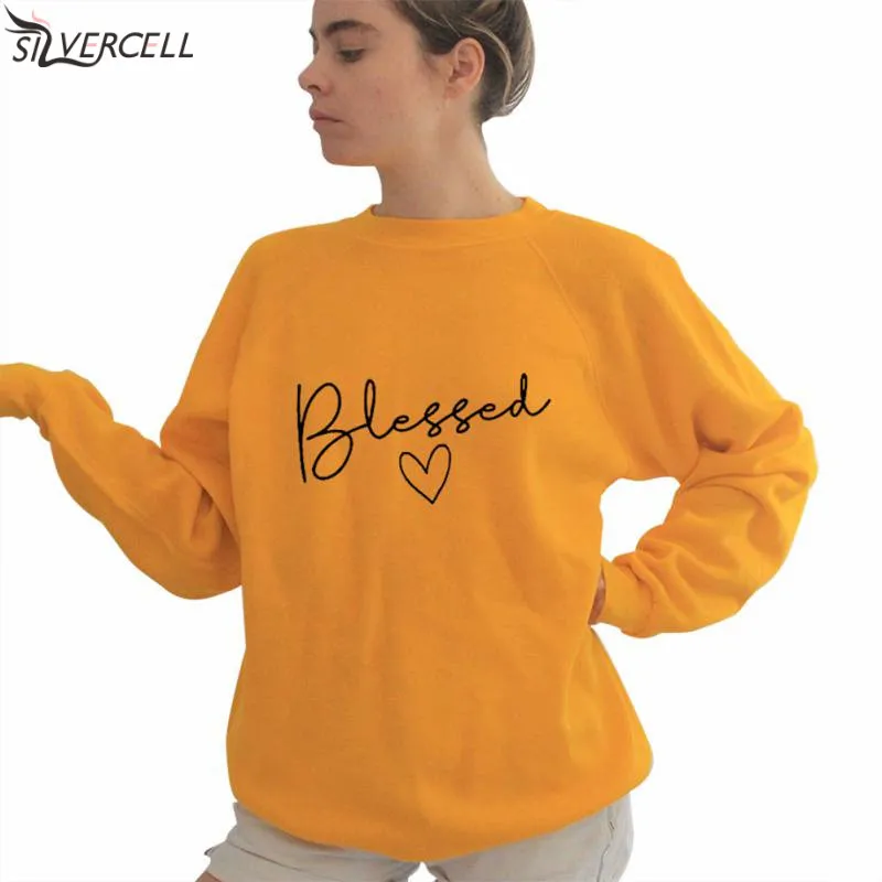  Tops Women's Sweatshirt Autumn Long Sleeve Pullover O-neck Blessed Letter Casual Loose Plus Size Sw