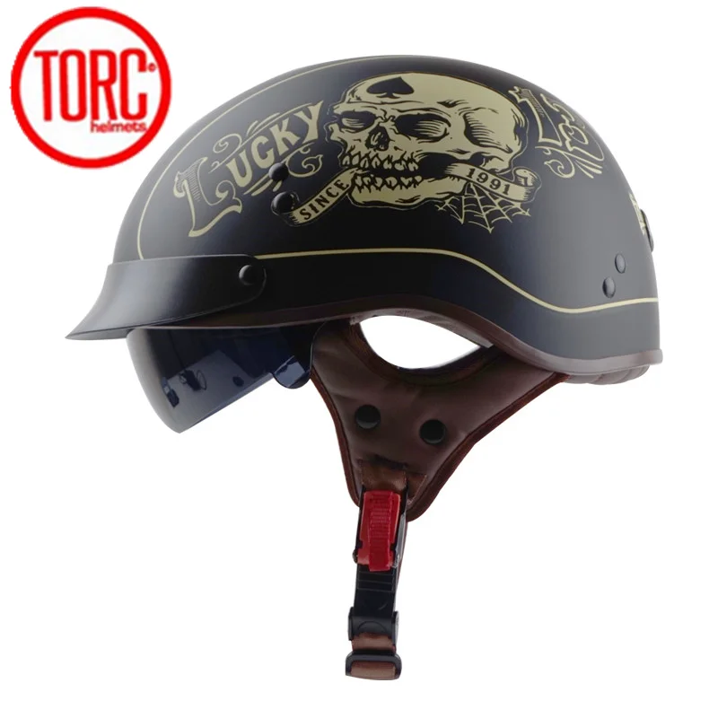 Skup TORC T55 Vintage moto rcycle kask Retro pół kask z wewnętrznym słońce obiektyw skuter jet capacete de moto cicleta DOT Casco moto