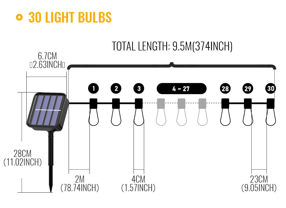 led solar lights LED Solar String Lights Christmas Decoration Light Bulb IP65 Waterproof Patio Lamp Holiday Garland For Outdoor Garden Furniture solar lighting system