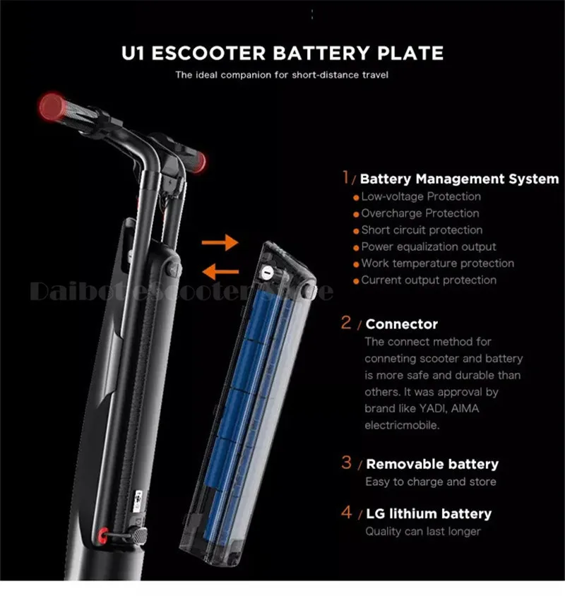 Daibot Folding Electric Scooter 2 Wheels Electric Scooter 8 Inch 36V 300W Adults Mini Electric Skateboard With Removable Battery (32)