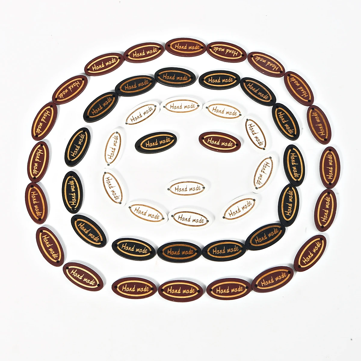 50pcs 3 Colors Round Ellipse Handmade Wooden Sign button &quotHandmade" Tags For Sewing Garment Scrapbooking Accessories | Дом и сад